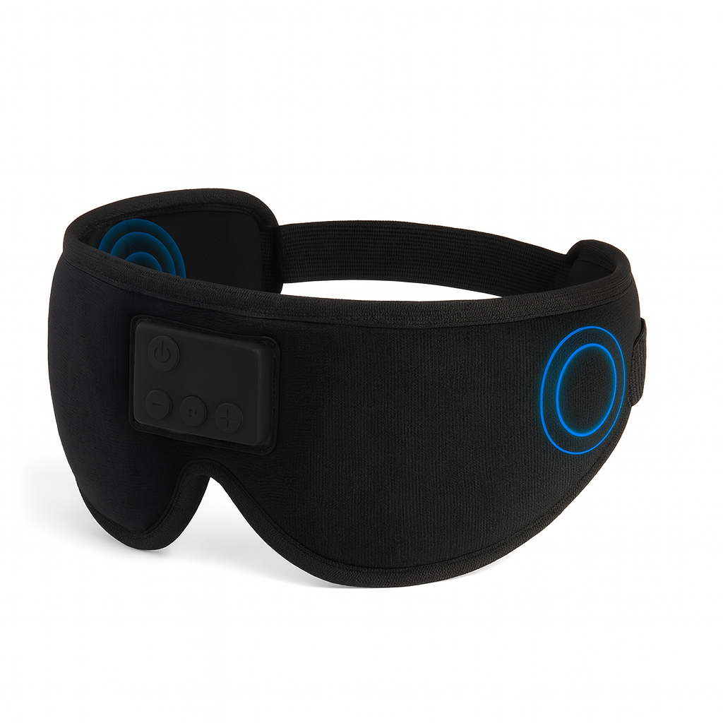 Bluetooth Sleep Mask with Built-In Headphones – White Noise, Music & Total Blackout Comfort